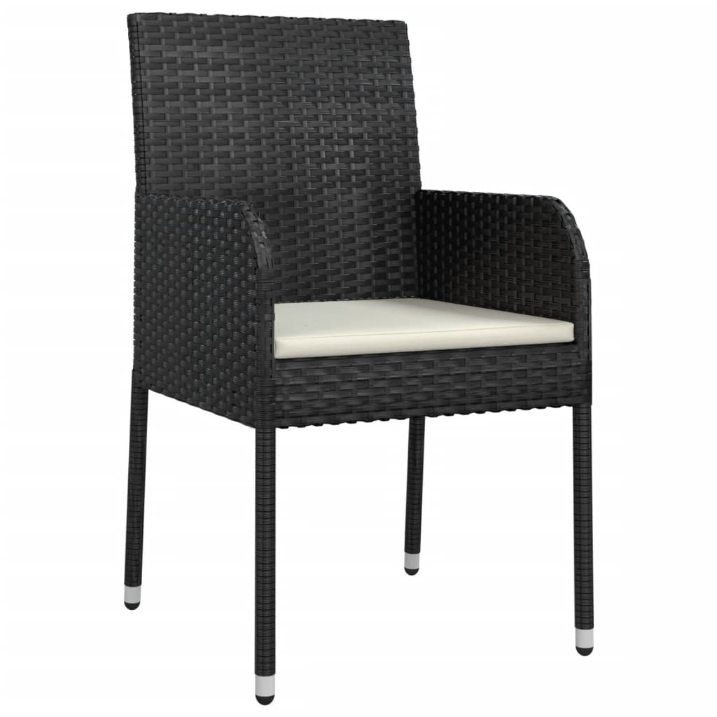 vidaXL Set da Pranzo da Giardino 7 pz Nero con Cuscini in Polyrattan