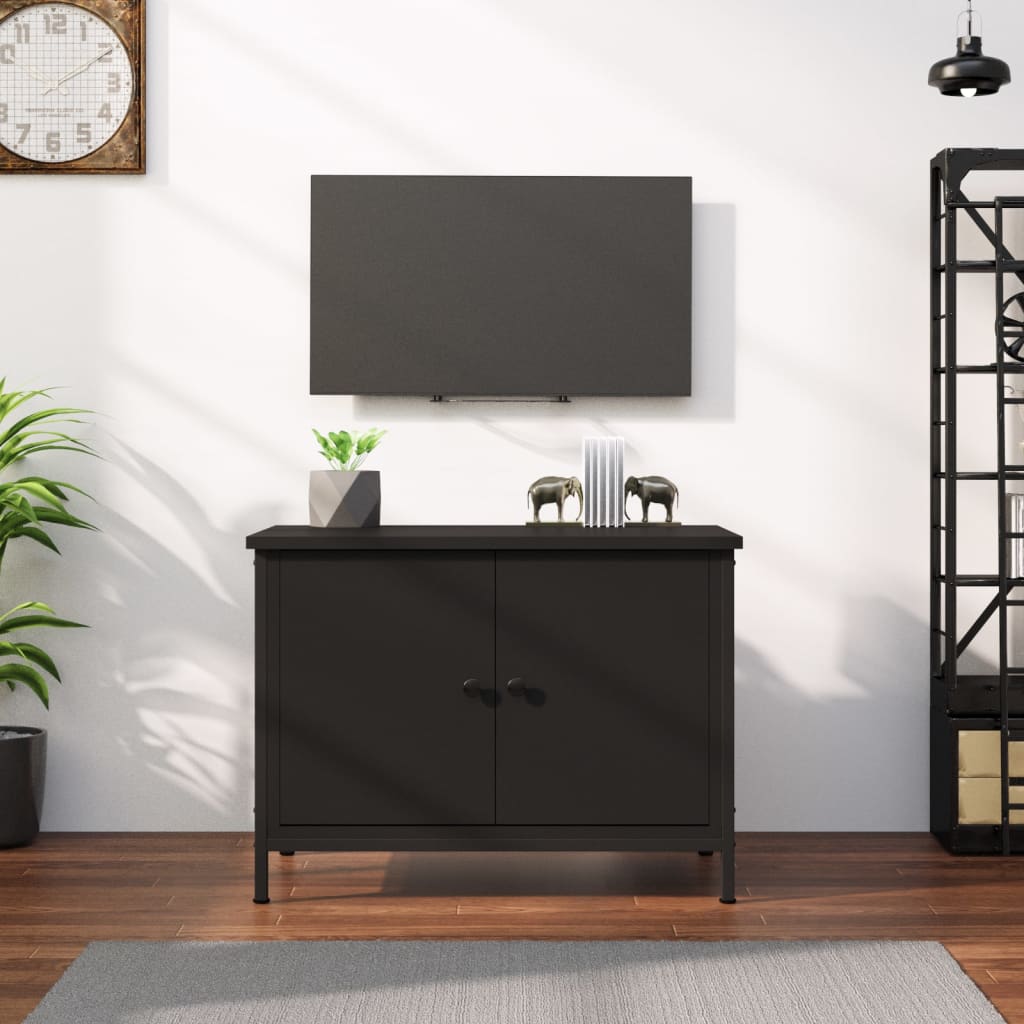 vidaXL Mobile Porta TV con Ante Nero 60x35x45 cm in Legno Multistrato