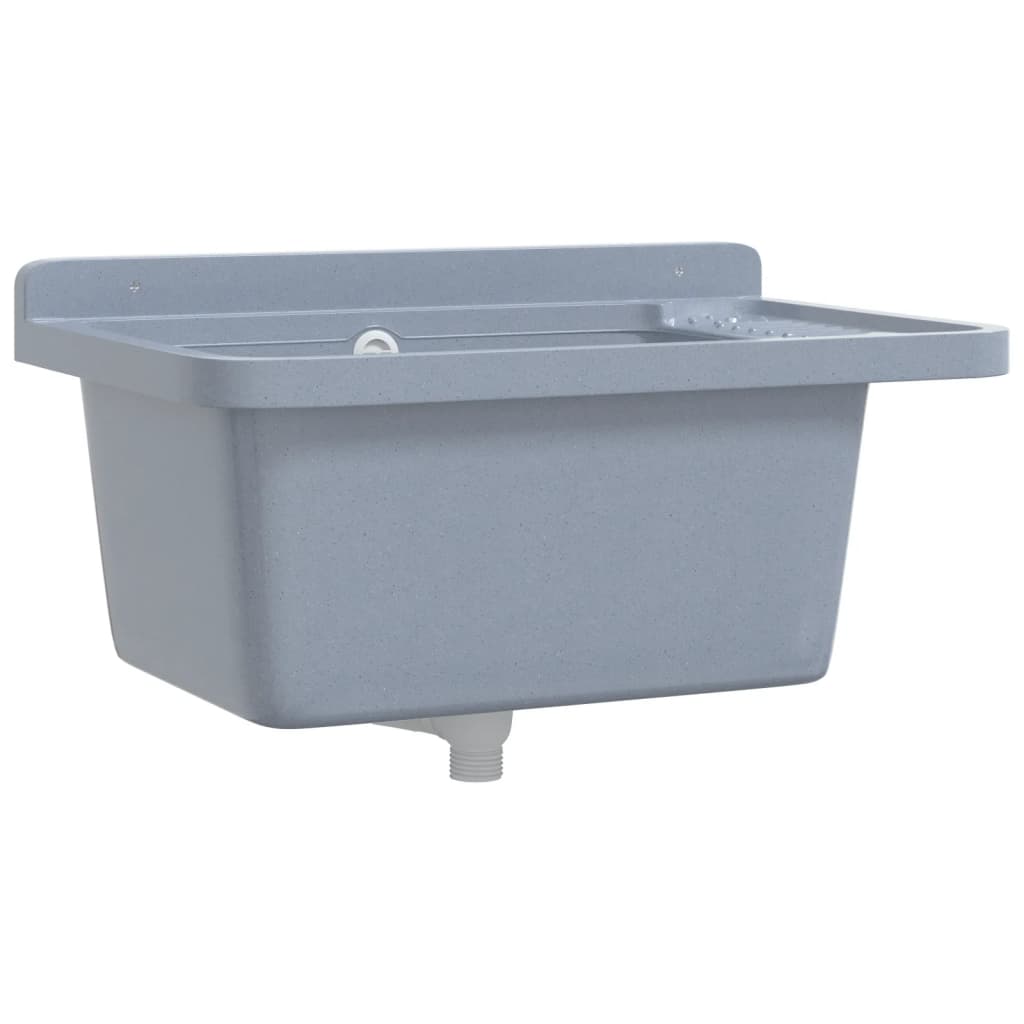 vidaXL Lavabo a Parete Grigio 60x40x28 cm in Resina