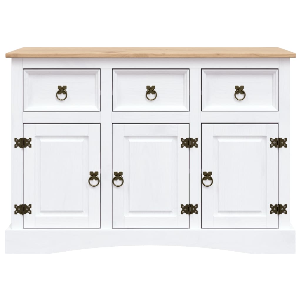 vidaXL Credenza in Legno di Pino Messicano Corona Bianco 132x43x78 cm