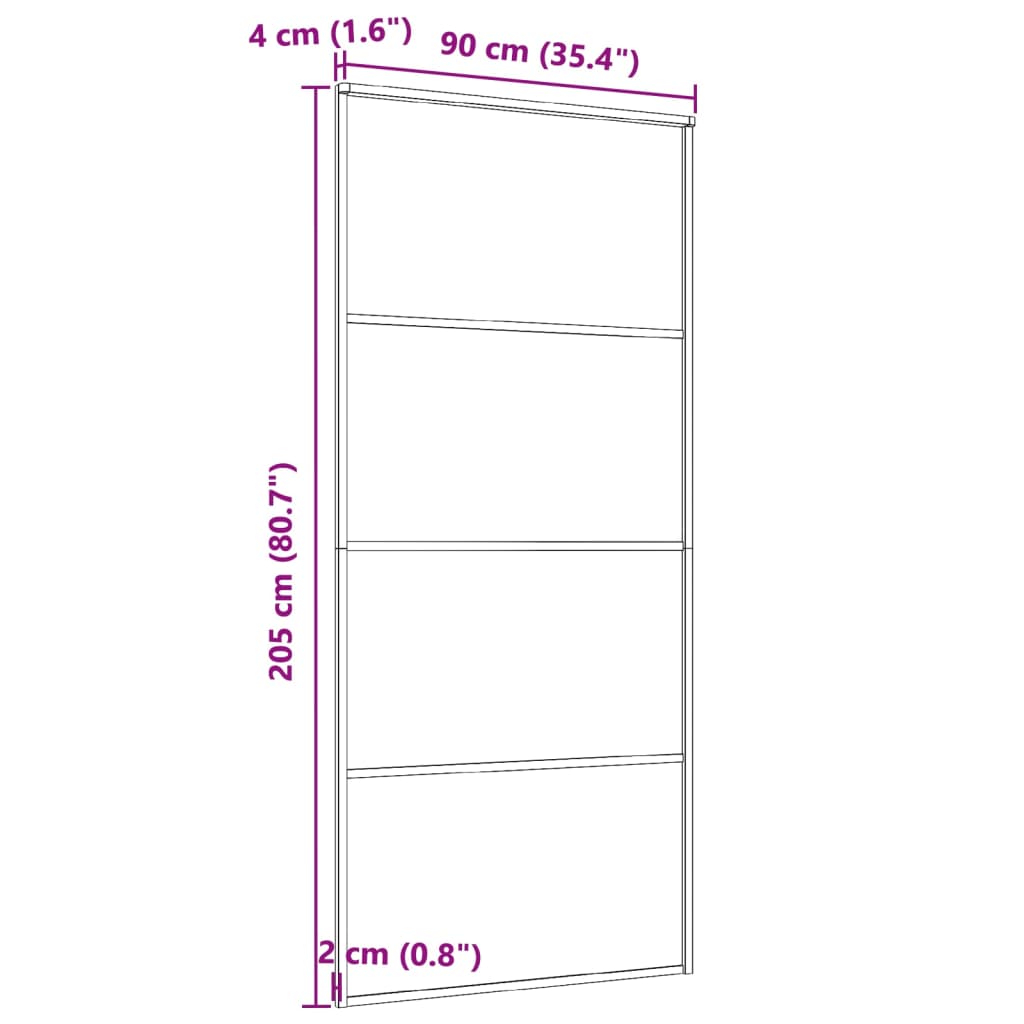 vidaXL Porta Scorrevole in Vetro ESG e Alluminio 90x205 cm Nera