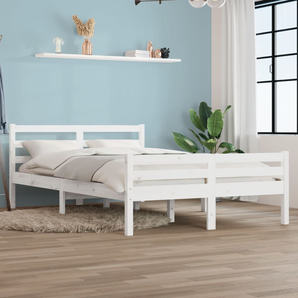 vidaXL Giroletto Bianco in Legno Massello 140x190 cm