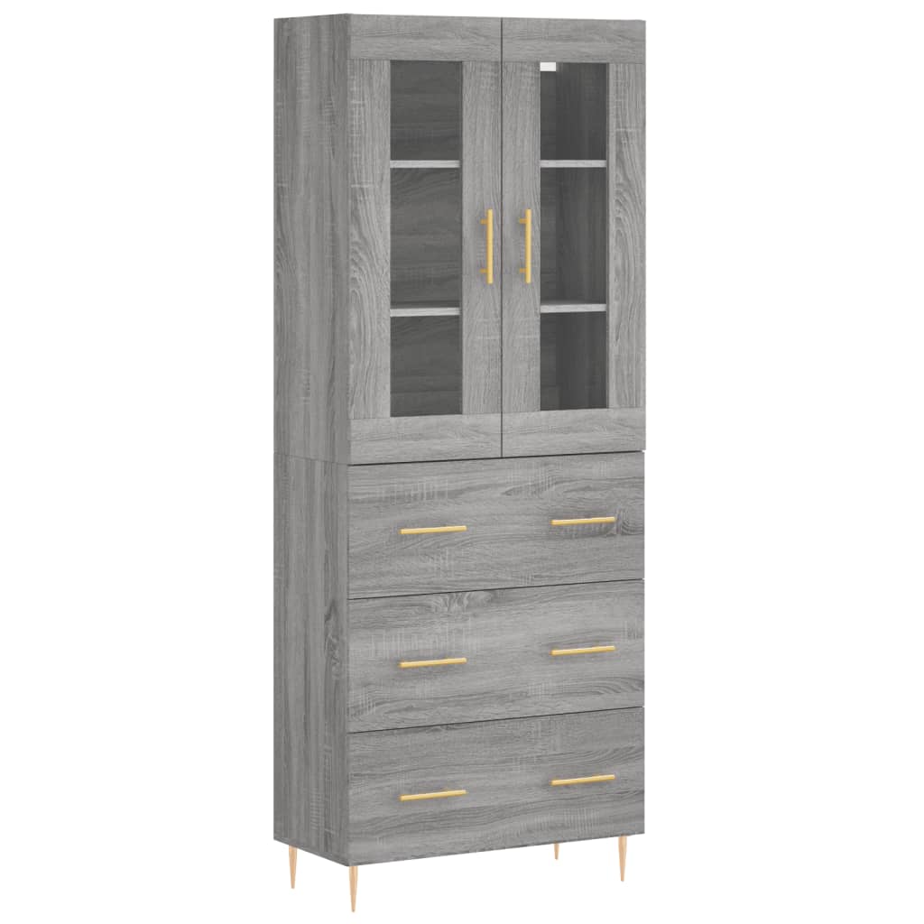 vidaXL Credenza Grigio Sonoma 69,5x34x180 cm in Legno Multistrato