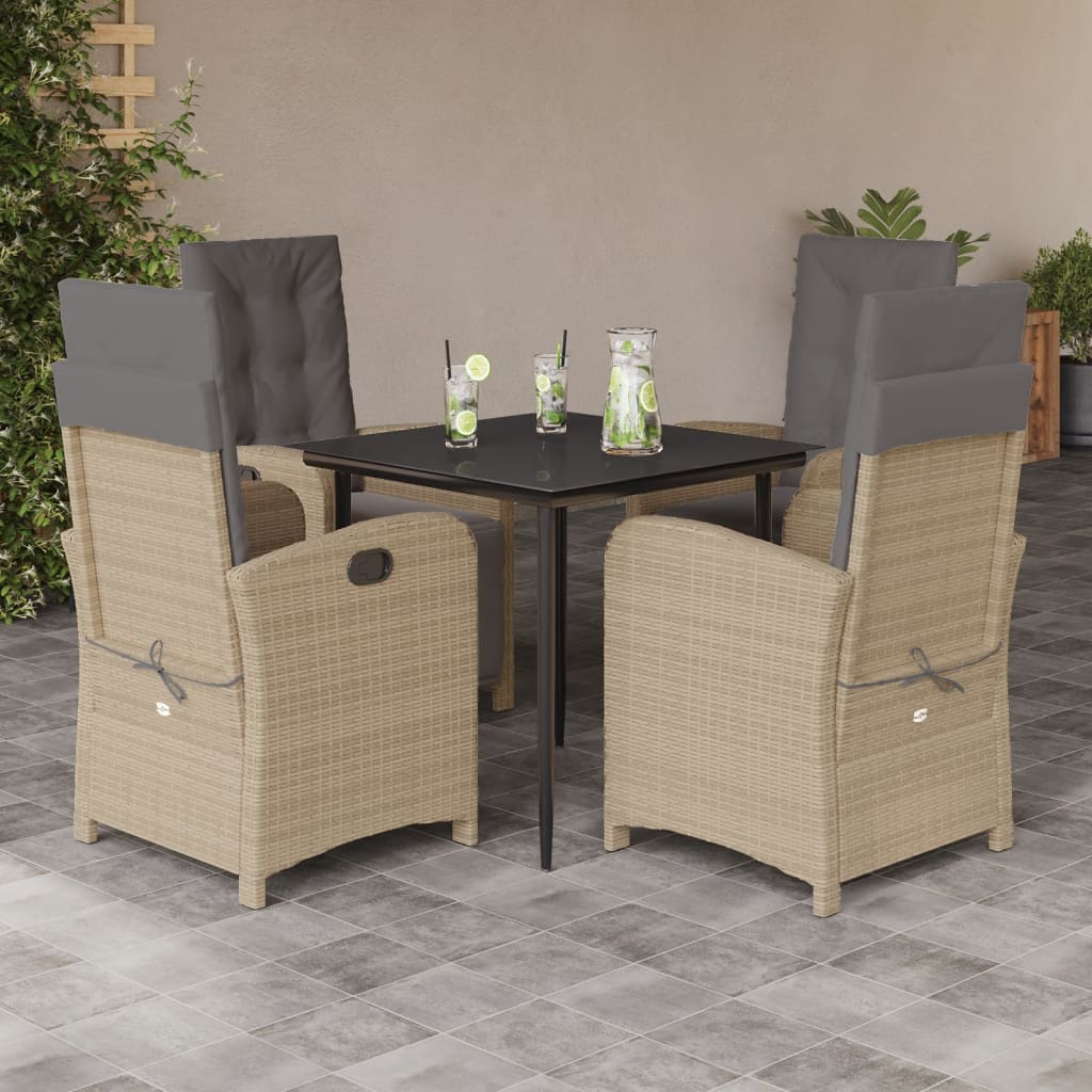 vidaXL Set da Pranzo da Giardino 5 pz con Cuscini Beige in Polyrattan