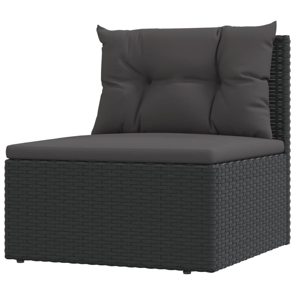 vidaXL Set Divani da Giardino 4 pz con Cuscini Nero in Polyrattan