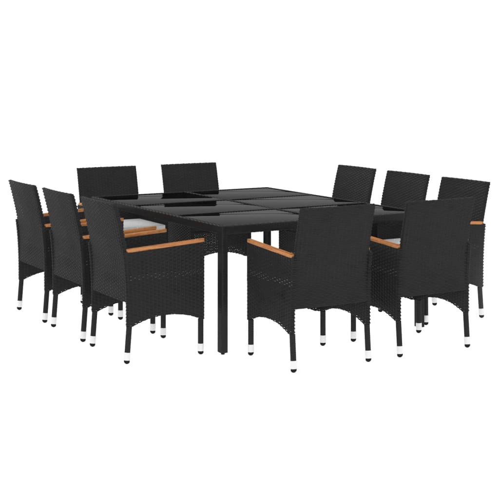 vidaXL Set da Pranzo da Giardino 11 pz in Polyrattan Nero