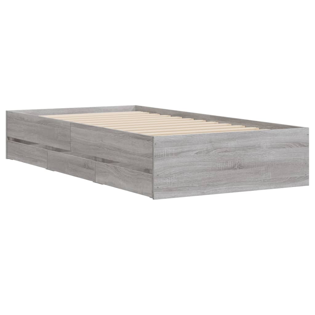 vidaXL Giroletto Cassetti Grigio Sonoma 90x190 cm Legno Multistrato