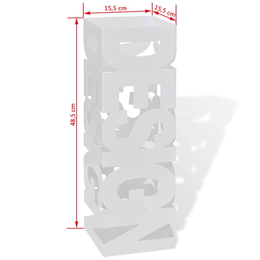 vidaXL Portaombrelli Bastoni Passeggio Quadrato Acciaio 48,5 cm Bianco