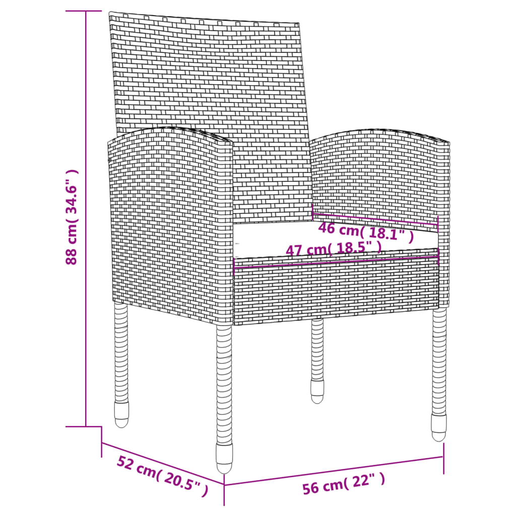 vidaXL Set da Pranzo da Giardino 5 pz Nero Grigio Polyrattan e Acciaio