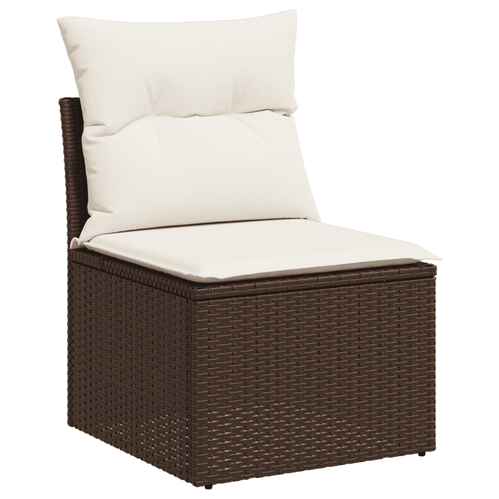 vidaXL Set Divani da Giardino 7 pz con Cuscini Marrone in Polyrattan