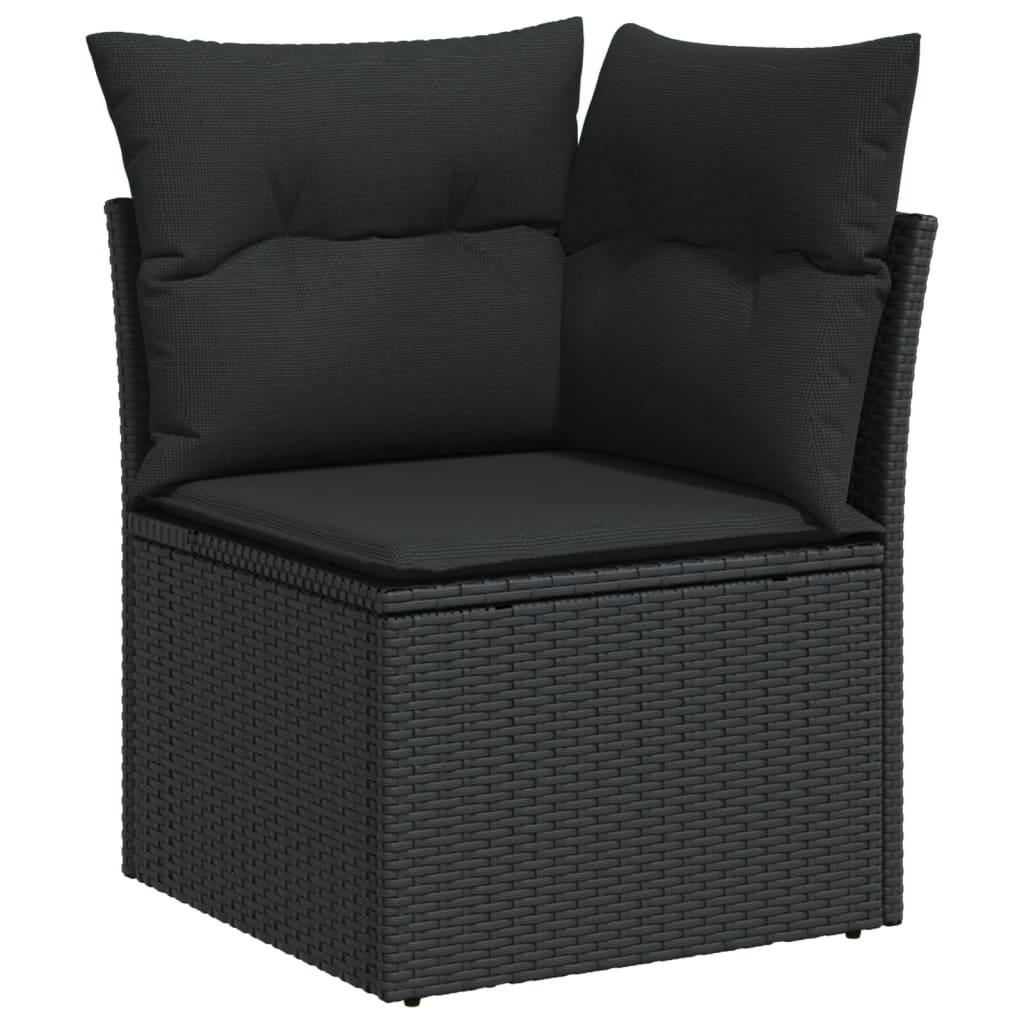 vidaXL Set Divani da Giardino 4 pz con Cuscini Nero in Polyrattan