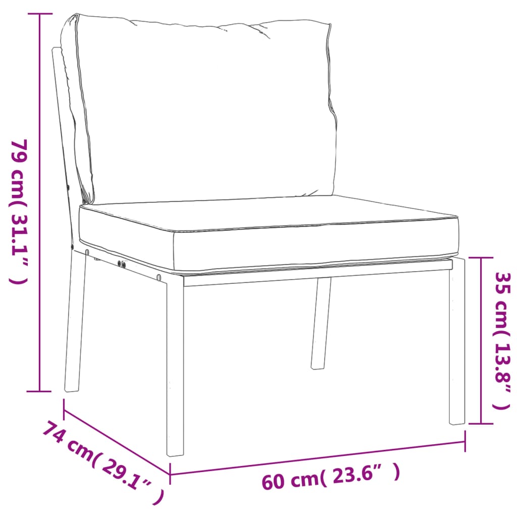 vidaXL Sedie da Giardino con Cuscini Sabbia 2pz 60x74x79 cm Acciaio