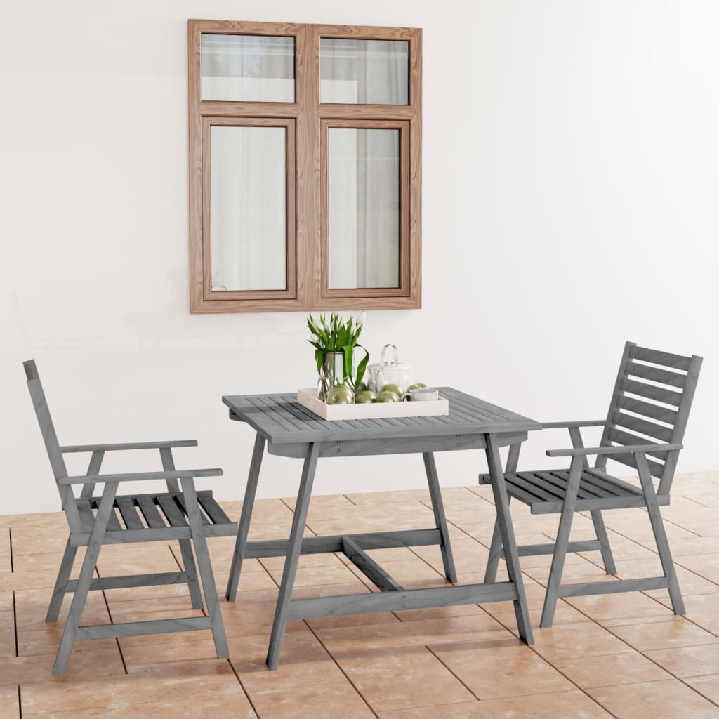 vidaXL Set da Pranzo da Giardino 3 pz Legno Massello di Acacia Grigio