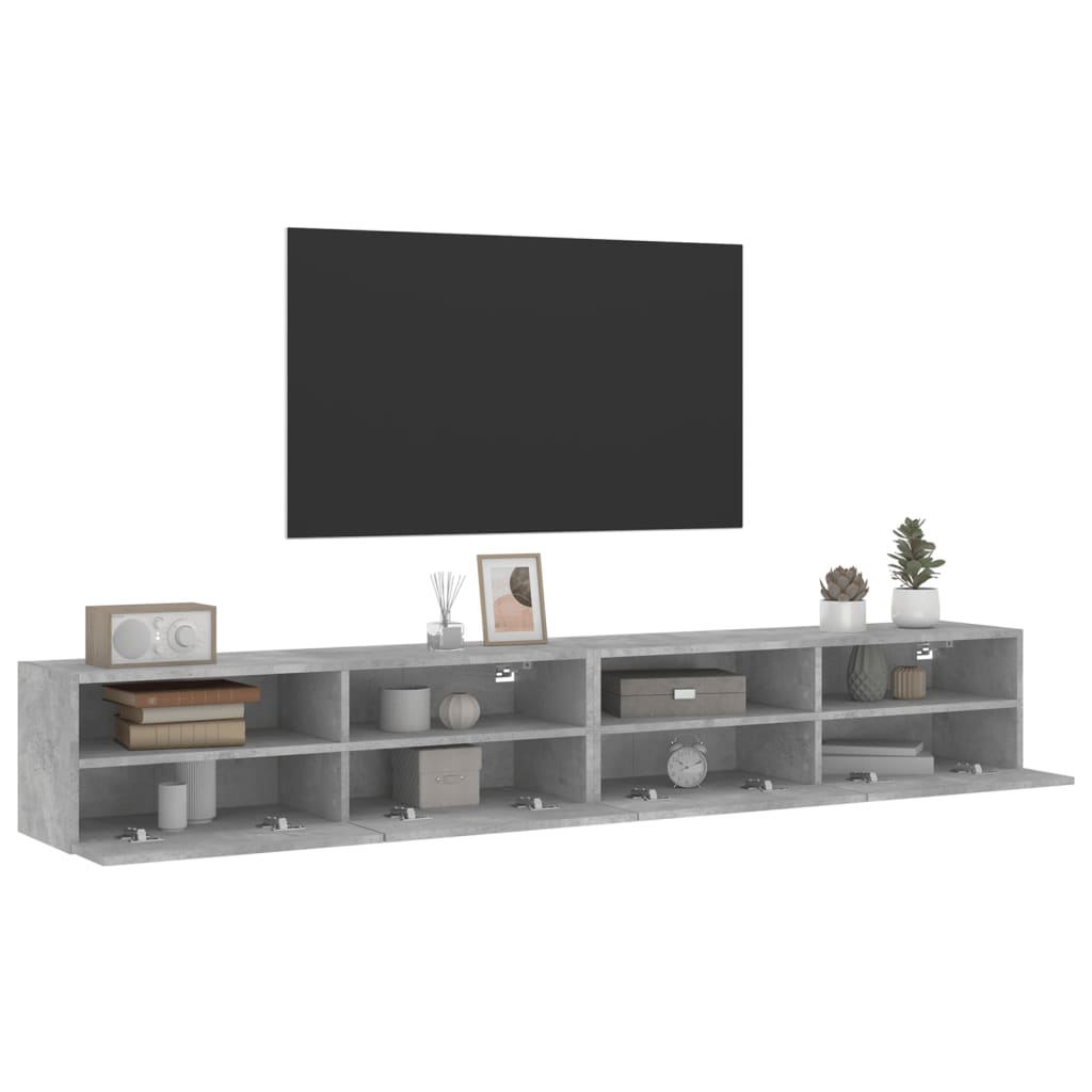 vidaXL Mobili TV Muro 2pz Grigio Cemento 100x30x30cm Legno Multistrato