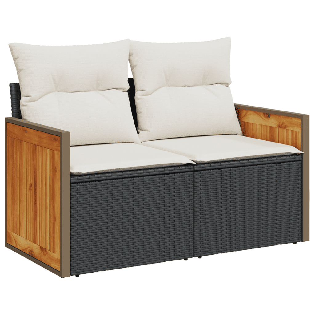 vidaXL Set Divani da Giardino 4 pz con Cuscini Nero in Polyrattan