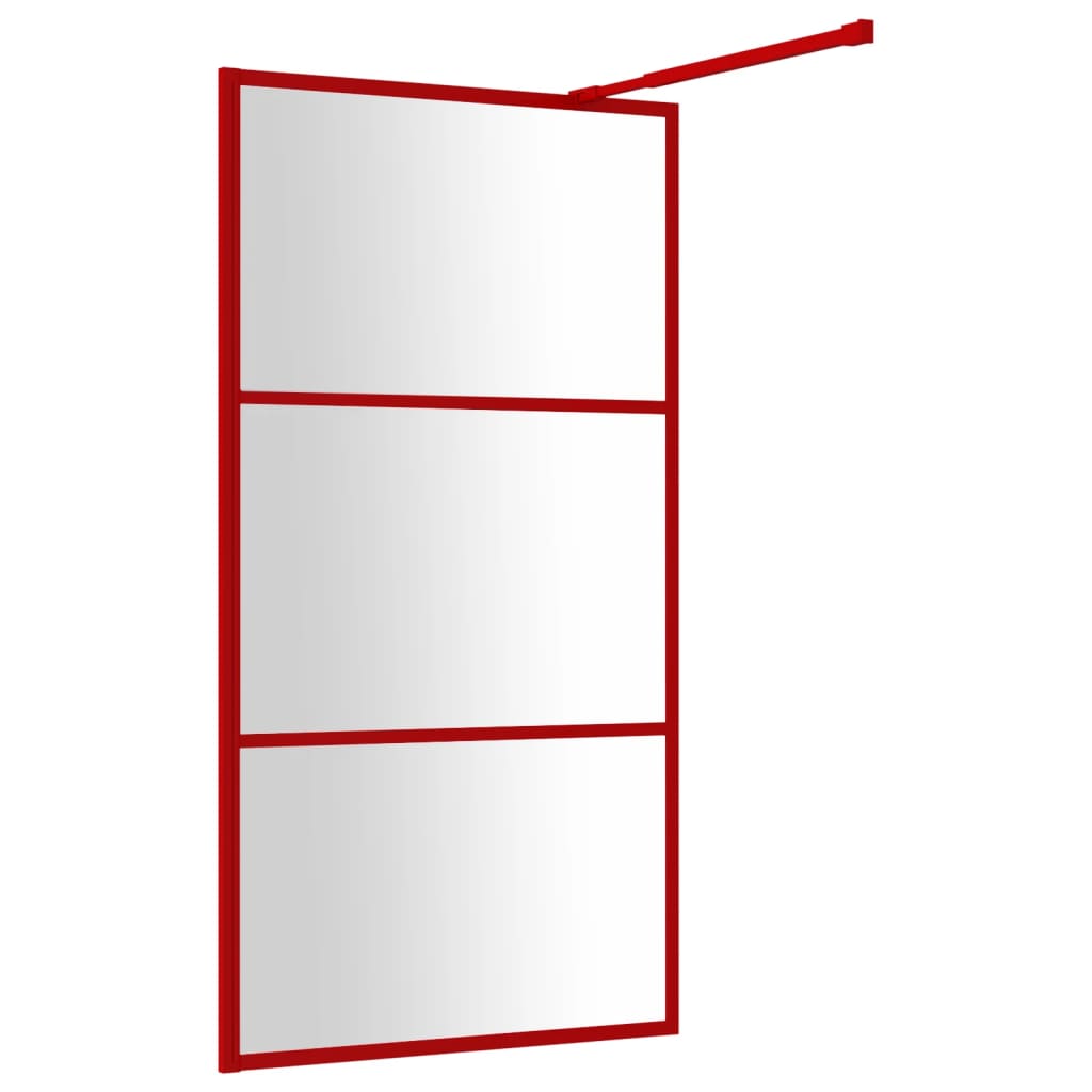 vidaXL Parete per Doccia Walk-in Vetro Trasparente ESG 115x195cm Rossa