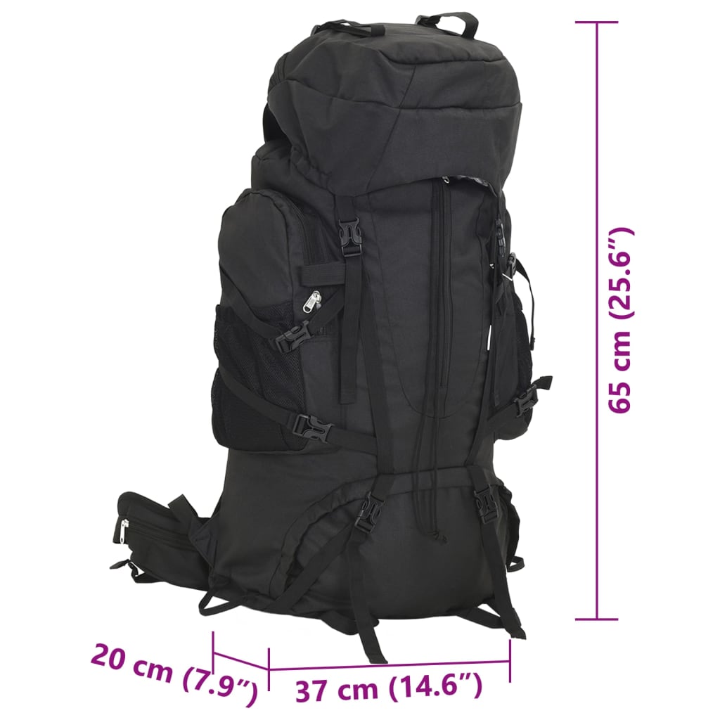 vidaXL Zaino da Trekking Nero 60 L in Tessuto Oxford