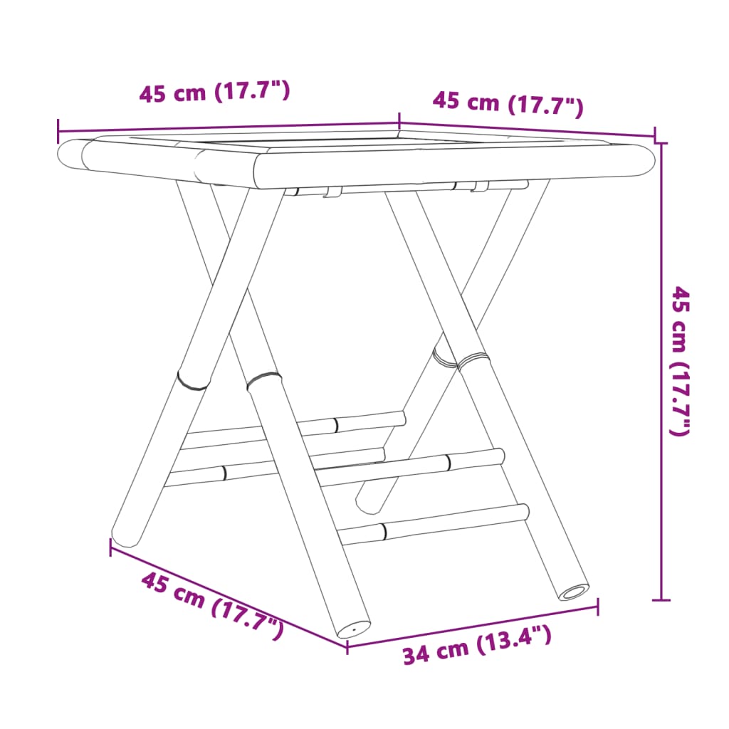 vidaXL Set da Bistrò 3 pz in Bambù