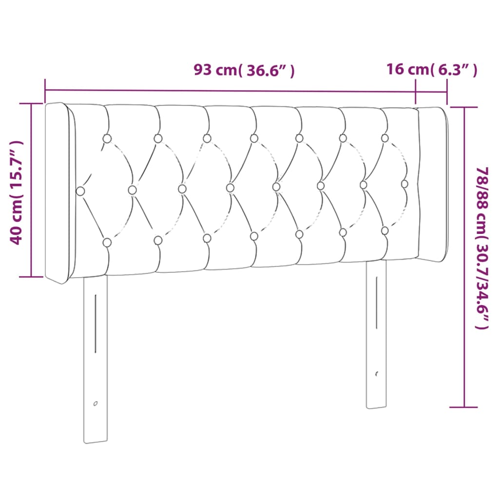 vidaXL Testiera a LED Marrone Scuro 93x16x78/88 cm in Tessuto