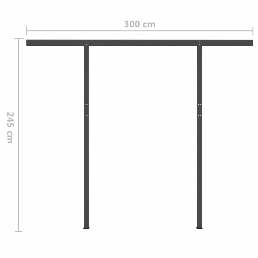 vidaXL Tenda da Sole Retrattile Manuale con Pali 3,5x2,5m Blu e Bianca