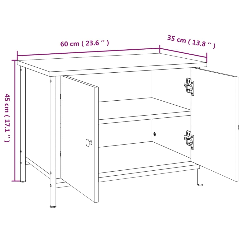 vidaXL Mobile Porta TV con Ante Nero 60x35x45 cm in Legno Multistrato