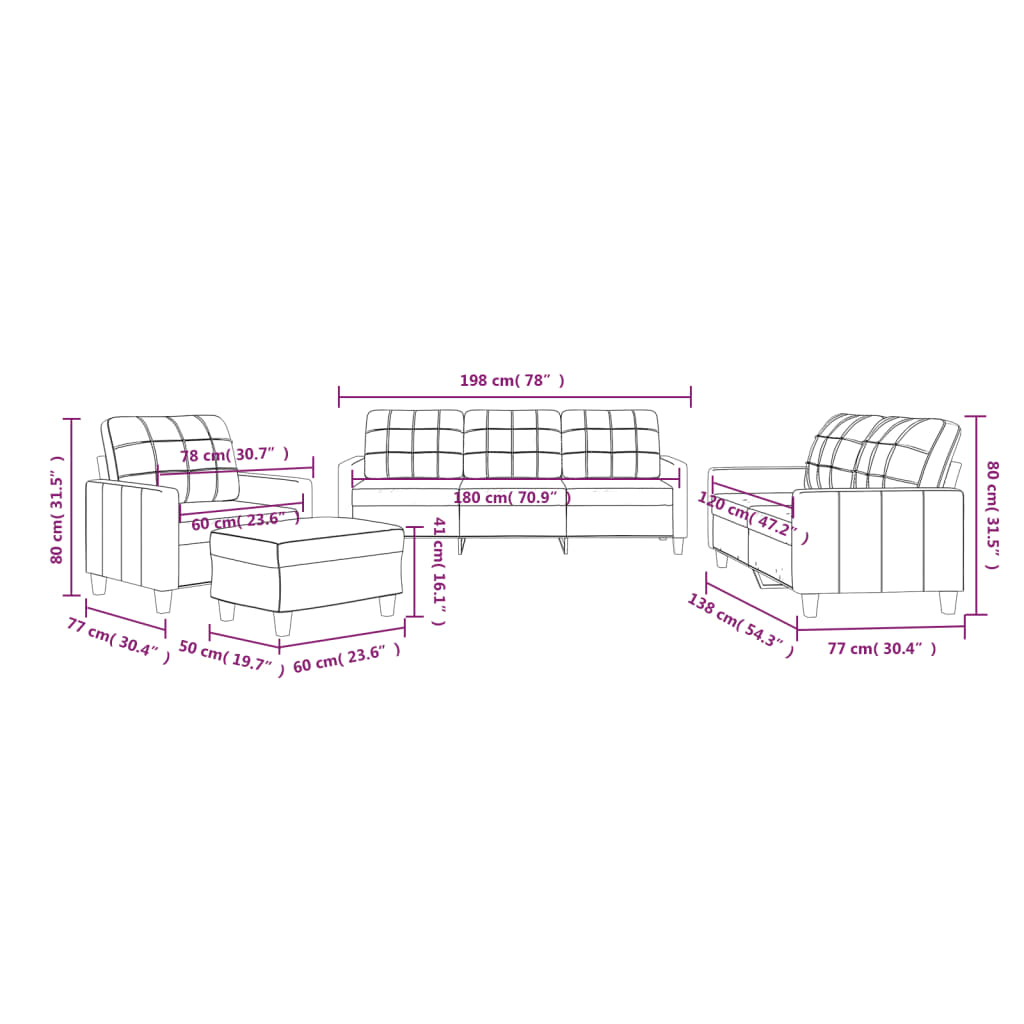 vidaXL Set di Divani 4 pz con Cuscini cappuccino in Similpelle