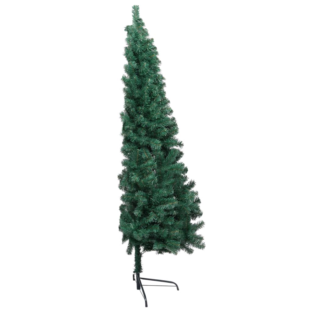 vidaXL Albero di Natale a Metà Preilluminato con Palline Verde 210 cm