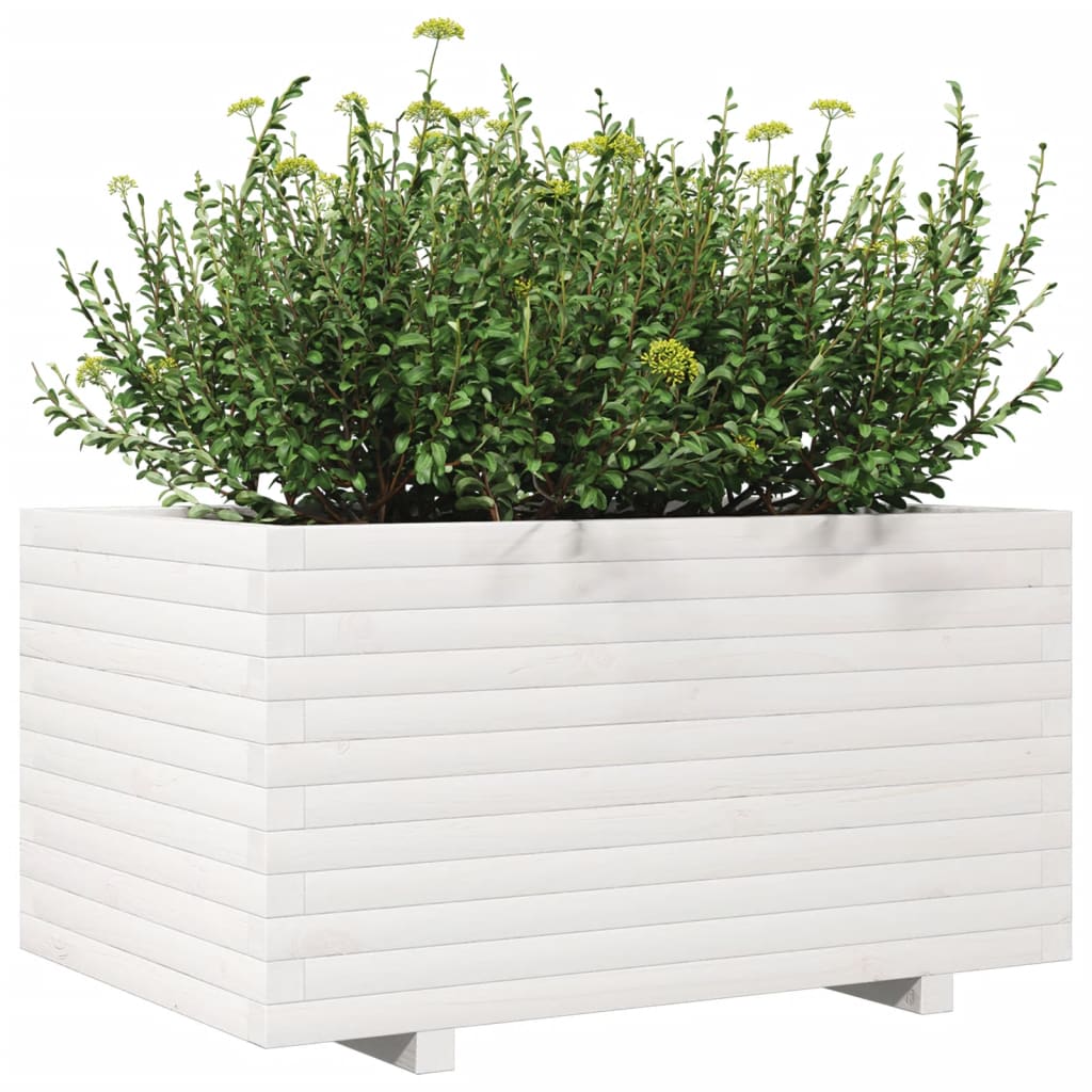 vidaXL Fioriera da Giardino Bianca 90x60x49,5cm Legno Massello di Pino