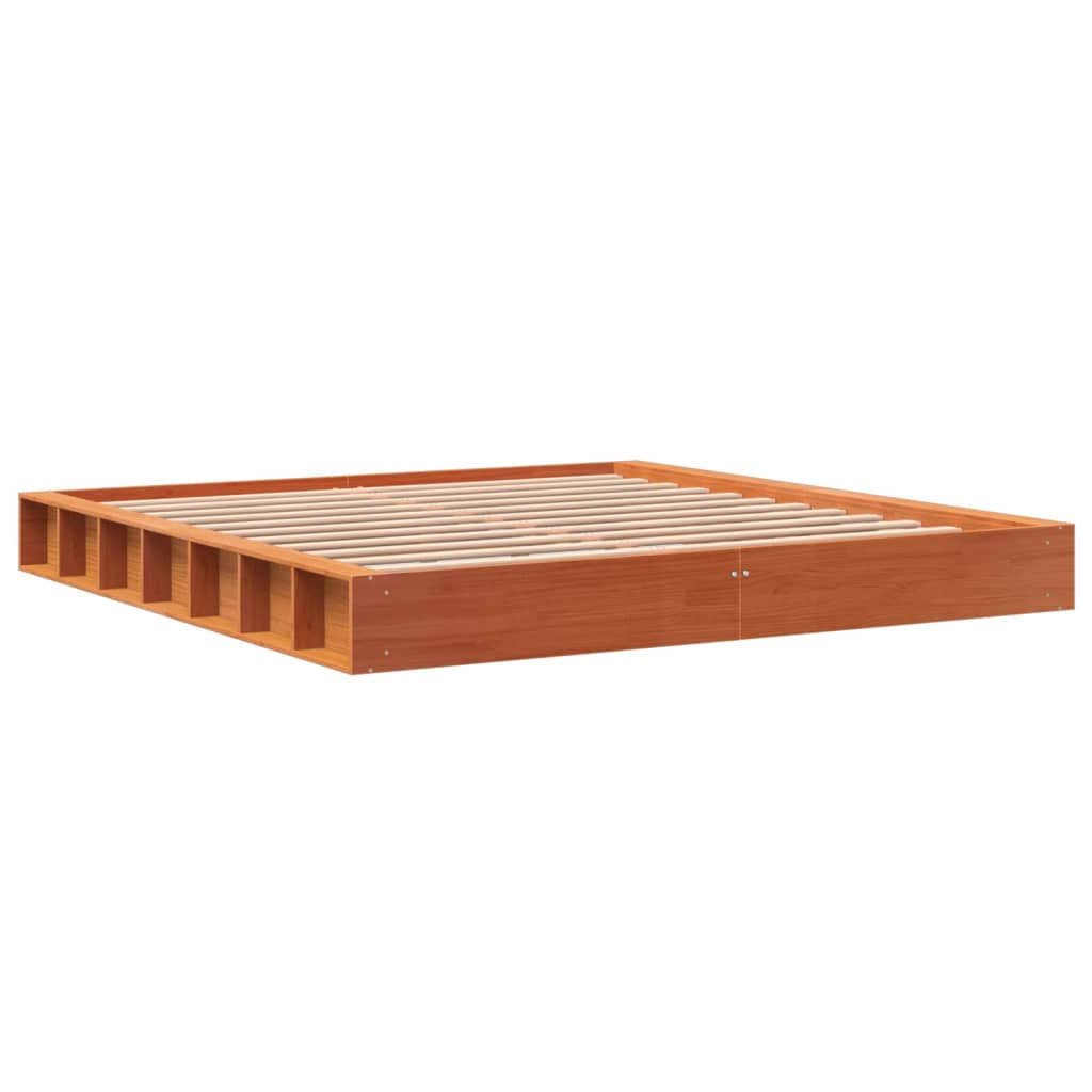 vidaXL Giroletto senza Materasso Marrone Cera 200x200 cm Legno di Pino