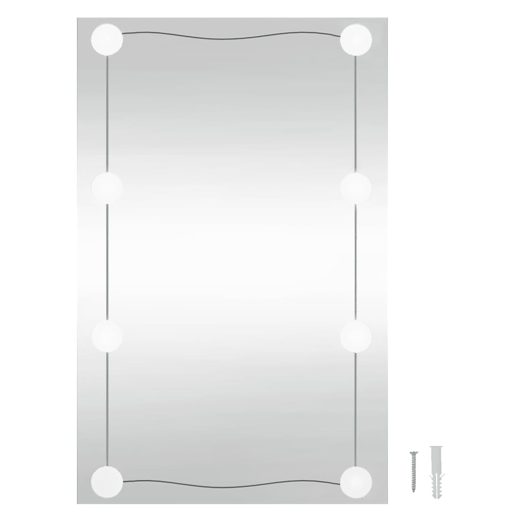 vidaXL Specchio da Parete con Luci LED 50x80 cm Vetro Rettangolare