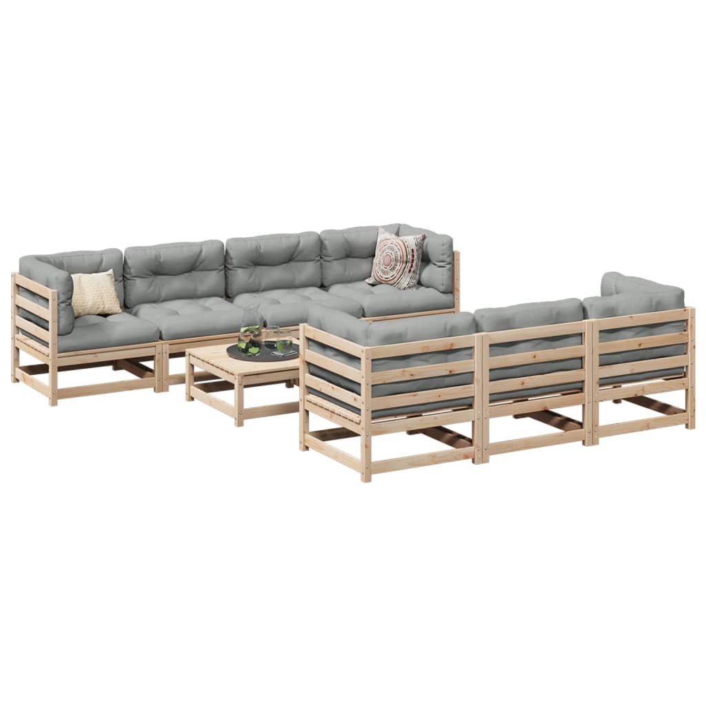 vidaXL Set Divani da Giardino 8 pz con Cuscini Legno Massello di Pino