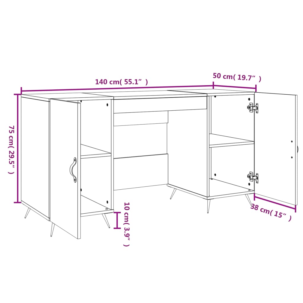 vidaXL Scrivania Bianca 140x50x75 cm in Legno Multistrato