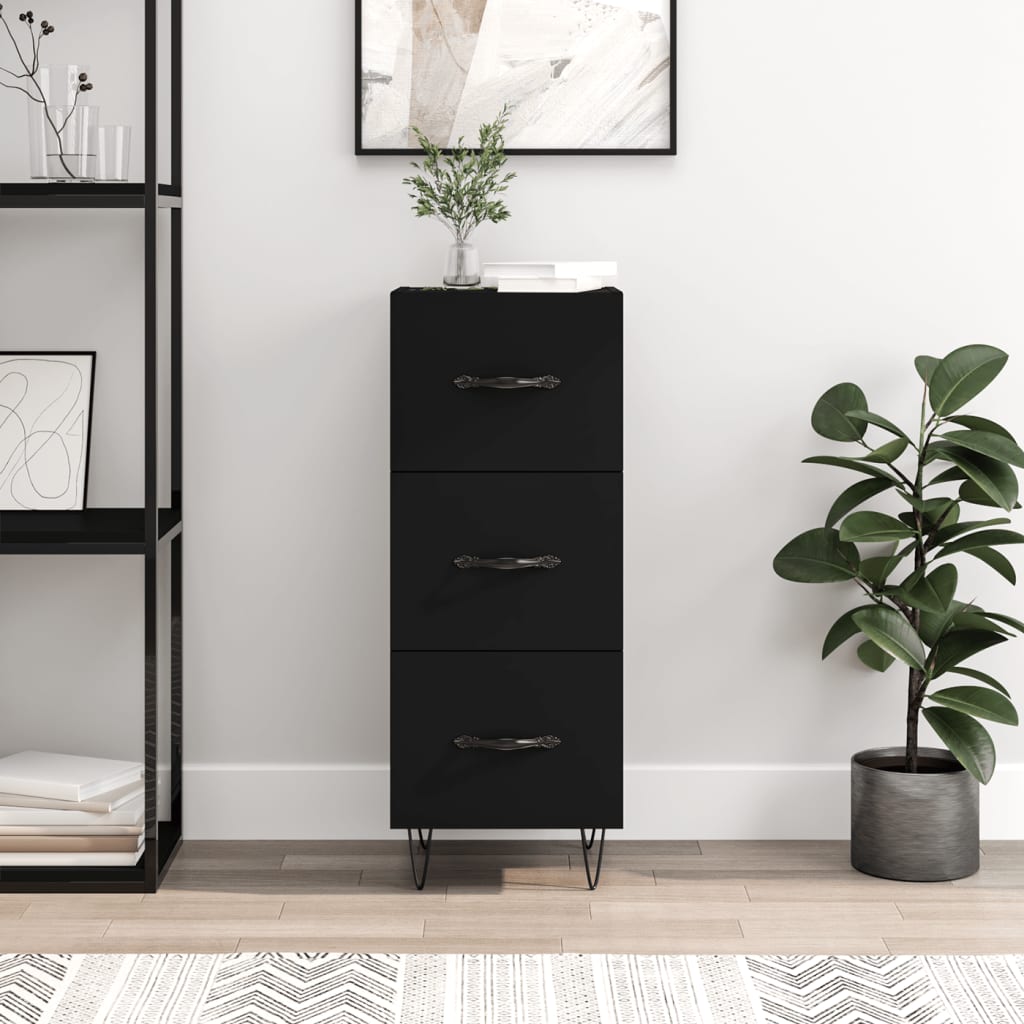 vidaXL Credenza Nero 34,5x34x90 cm in Legno Multistrato