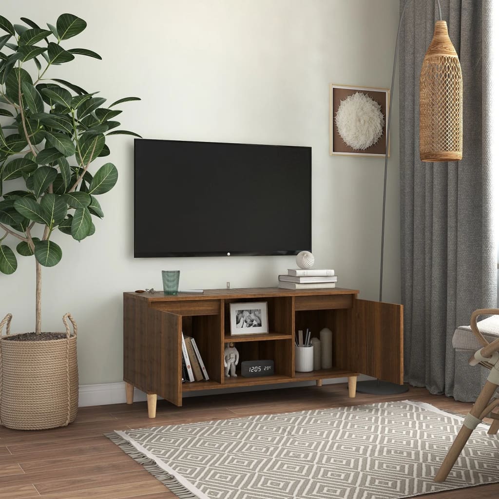 vidaXL Mobile TV Gambe in Legno Marrone Rovere 103,5x35x50 cm