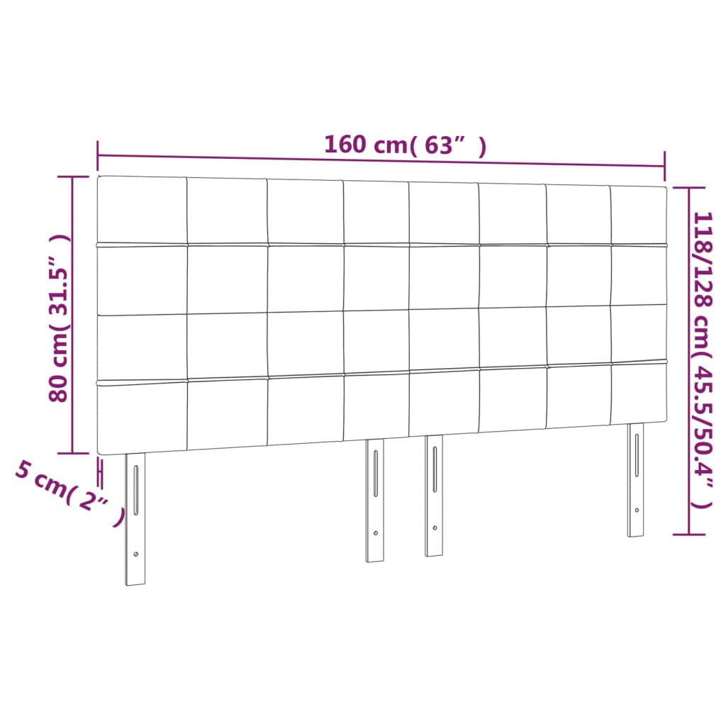 vidaXL Testiera a LED Tortora 160x5x118/128 cm in Tessuto