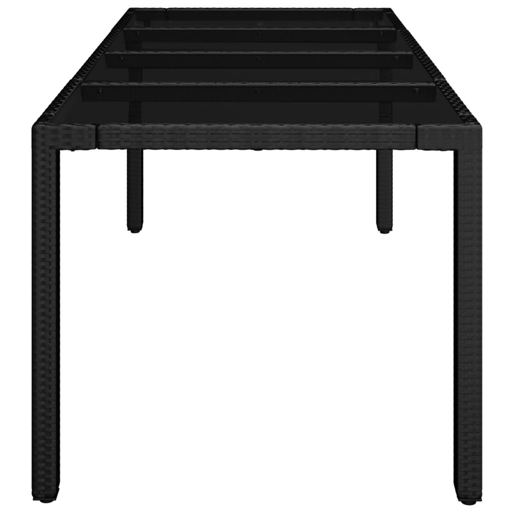 vidaXL Tavolo da Giardino Piano in Vetro Nero 190x90x75 cm Polyrattan