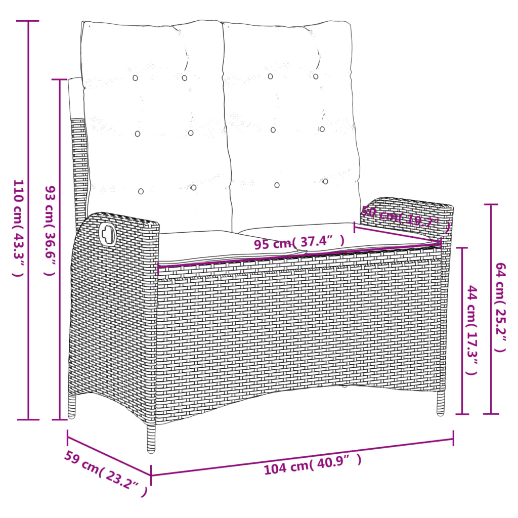 vidaXL Set da Pranzo da Giardino 4 pz con Cuscini Nero in Polyrattan