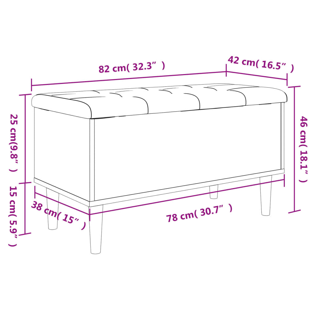 vidaXL Panca Portaoggetti Grigio Sonoma 82x42x46 cm Legno Multistrato