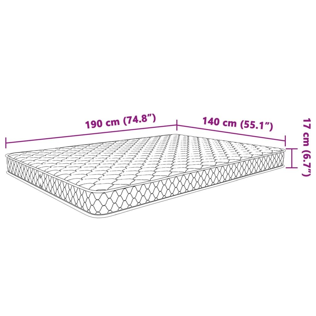 vidaXL Materasso Viscoelastico Bianco 140x190x17 cm