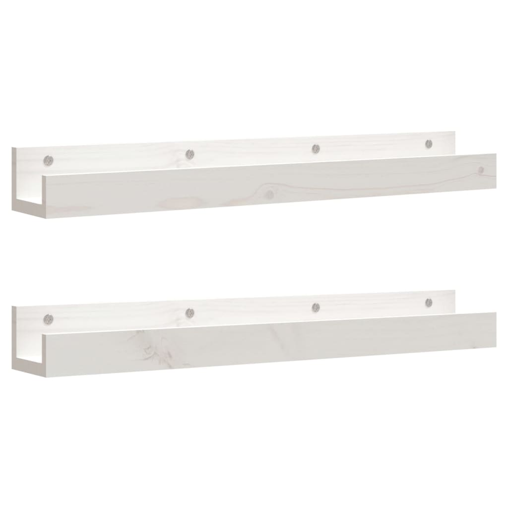 vidaXL Mensole da Parete 2 pz Bianco 80x12x9cm Legno Massello di Pino