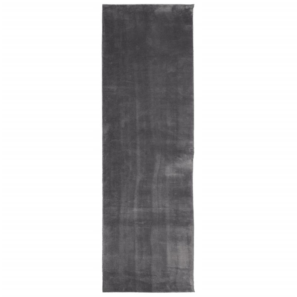 vidaXL Tappeto a Pelo Corto HUARTE Morbido Lavabile Antracite 80x250cm