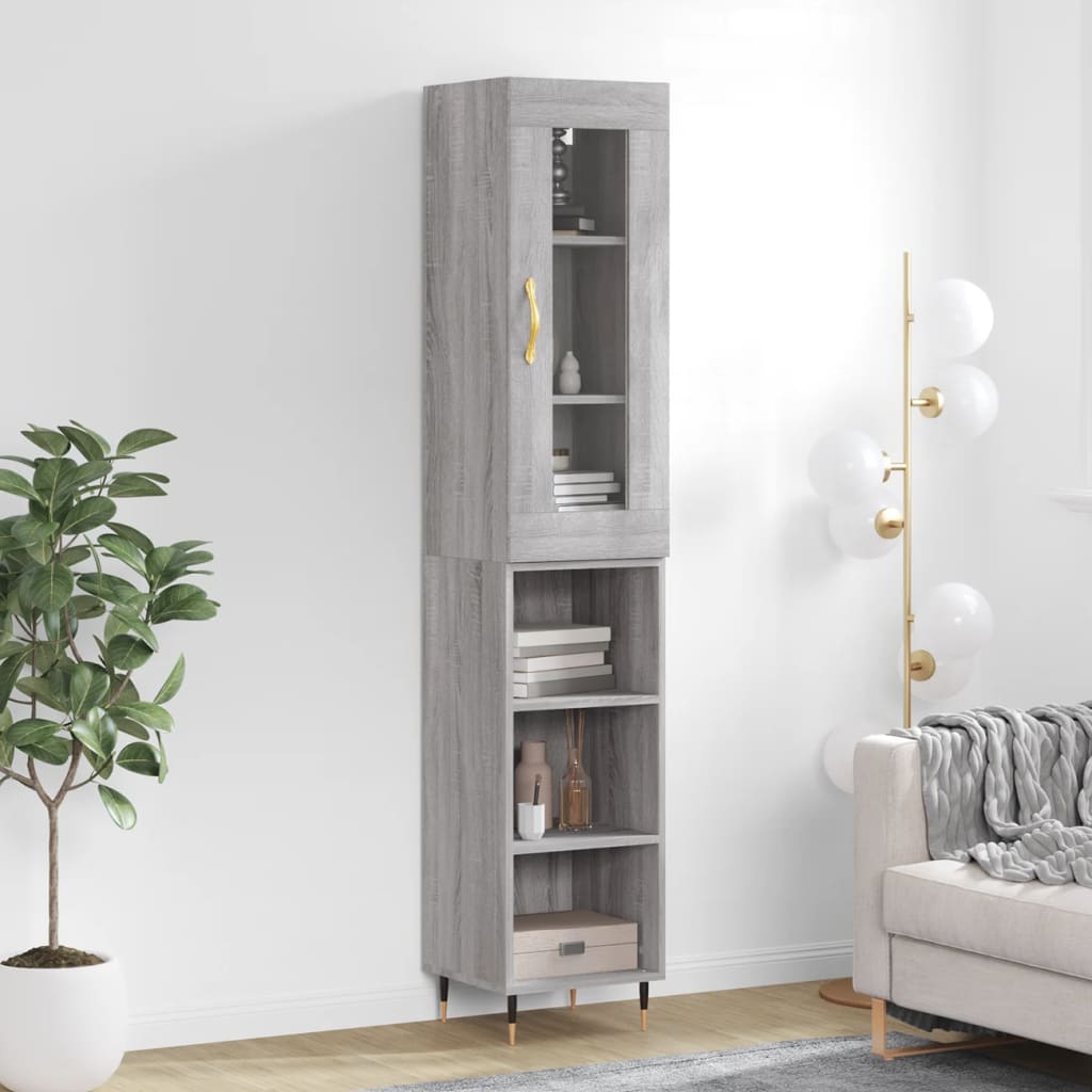 vidaXL Credenza Grigio Sonoma 34,5x34x180 cm in Legno Multistrato