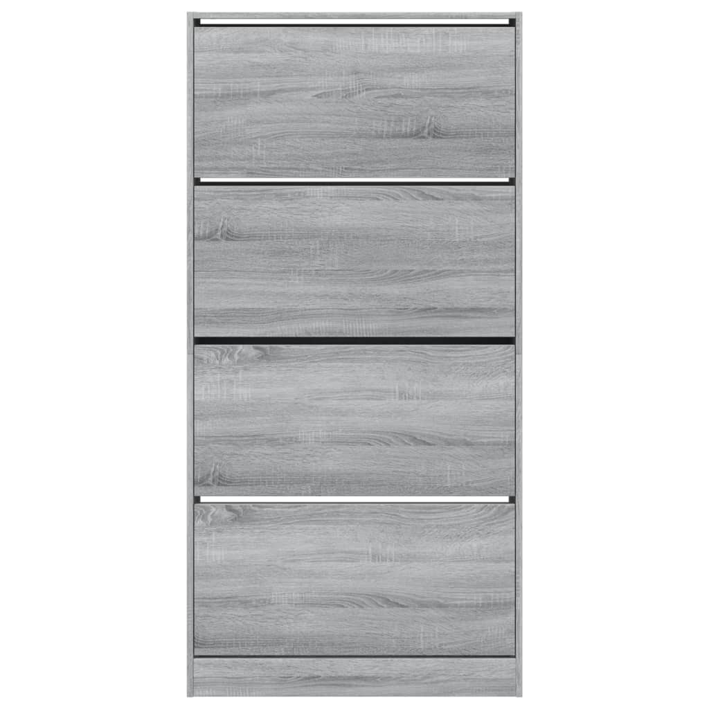 vidaXL Scarpiera 4 Cassetti Ribaltabili Grigio Sonoma 80x21x163,5 cm