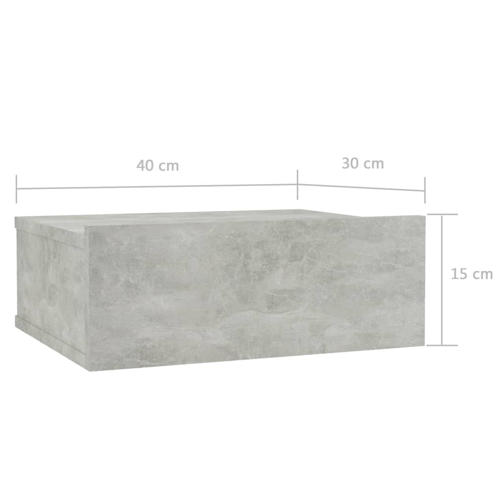 vidaXL Comodino Pensile Grigio Cemento 40x30x15cm in Legno Multistrato