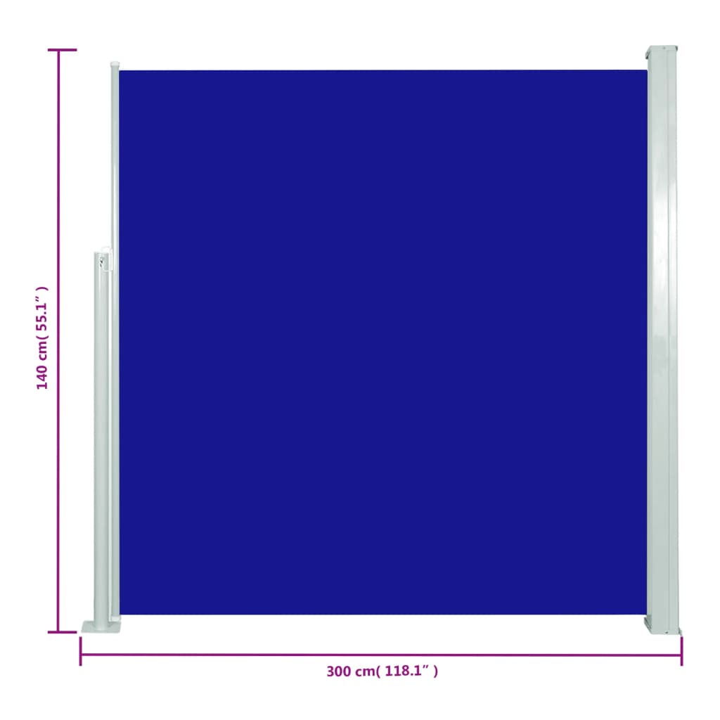 vidaXL Tenda Laterale Retrattile per Patio 140x300 cm Blu