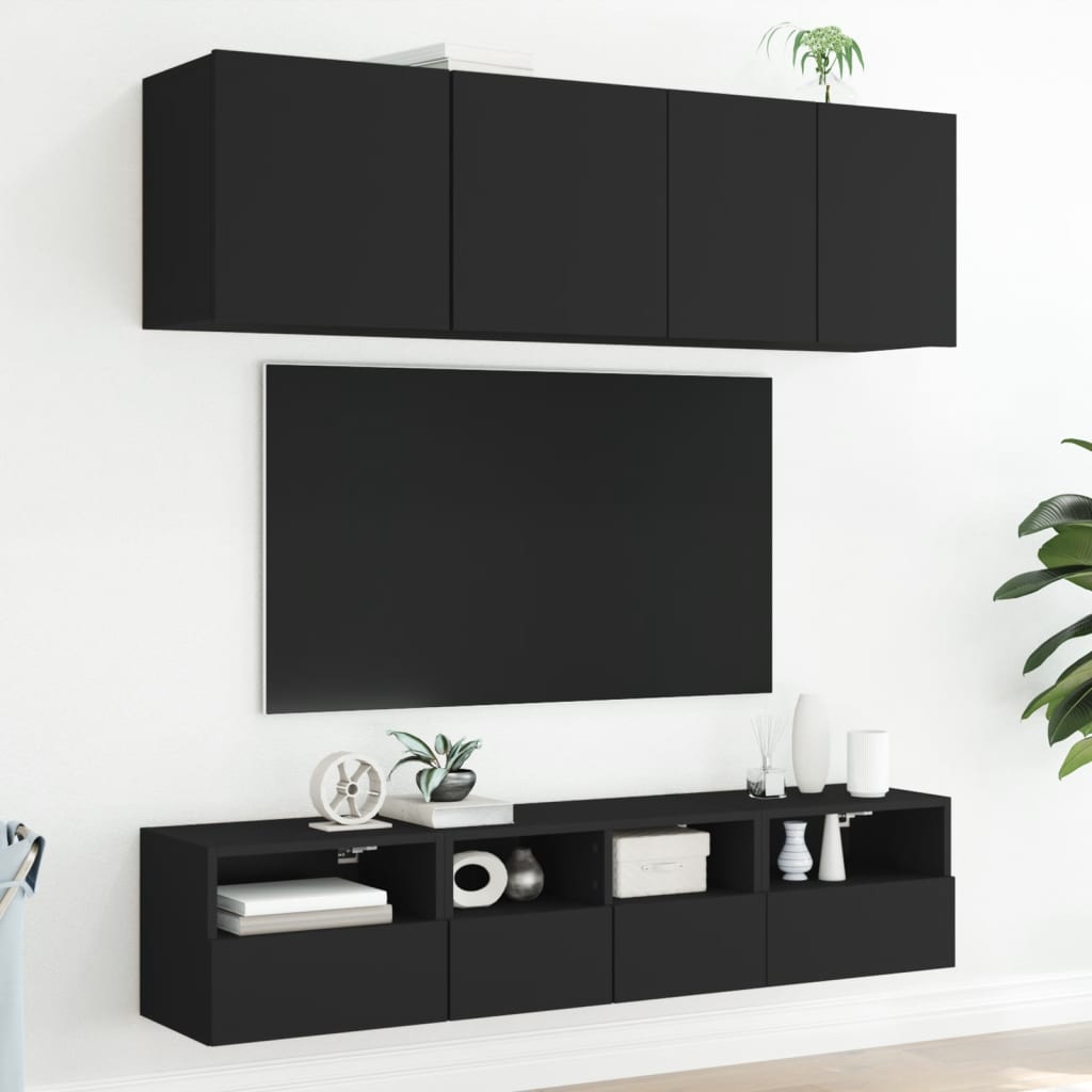 vidaXL Mobili TV a Parete 2pz Neri 40x30x30 cm in Legno Multistrato