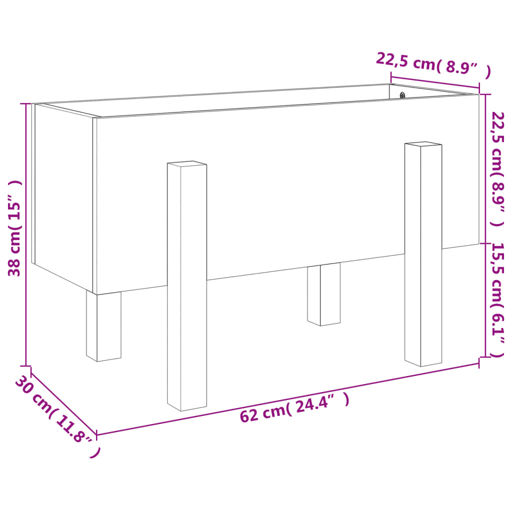 vidaXL Fioriera da Giardino Ambra 62x30x38 cm Legno Massello di Pino