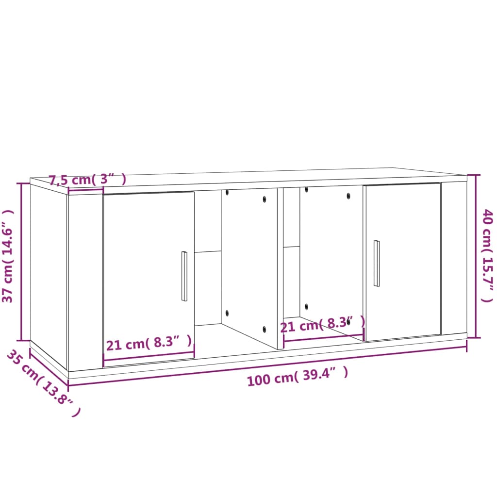 vidaXL Mobile TV Grigio Sonoma 100x35x40 cm in Legno Multistrato