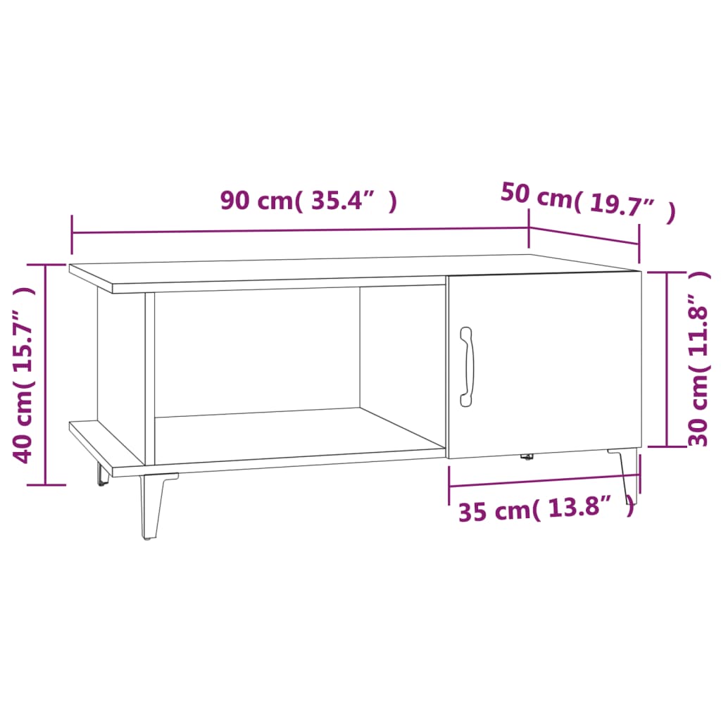 vidaXL Tavolino da Salotto Grigio Sonoma 90x50x40 cm Legno Multistrato