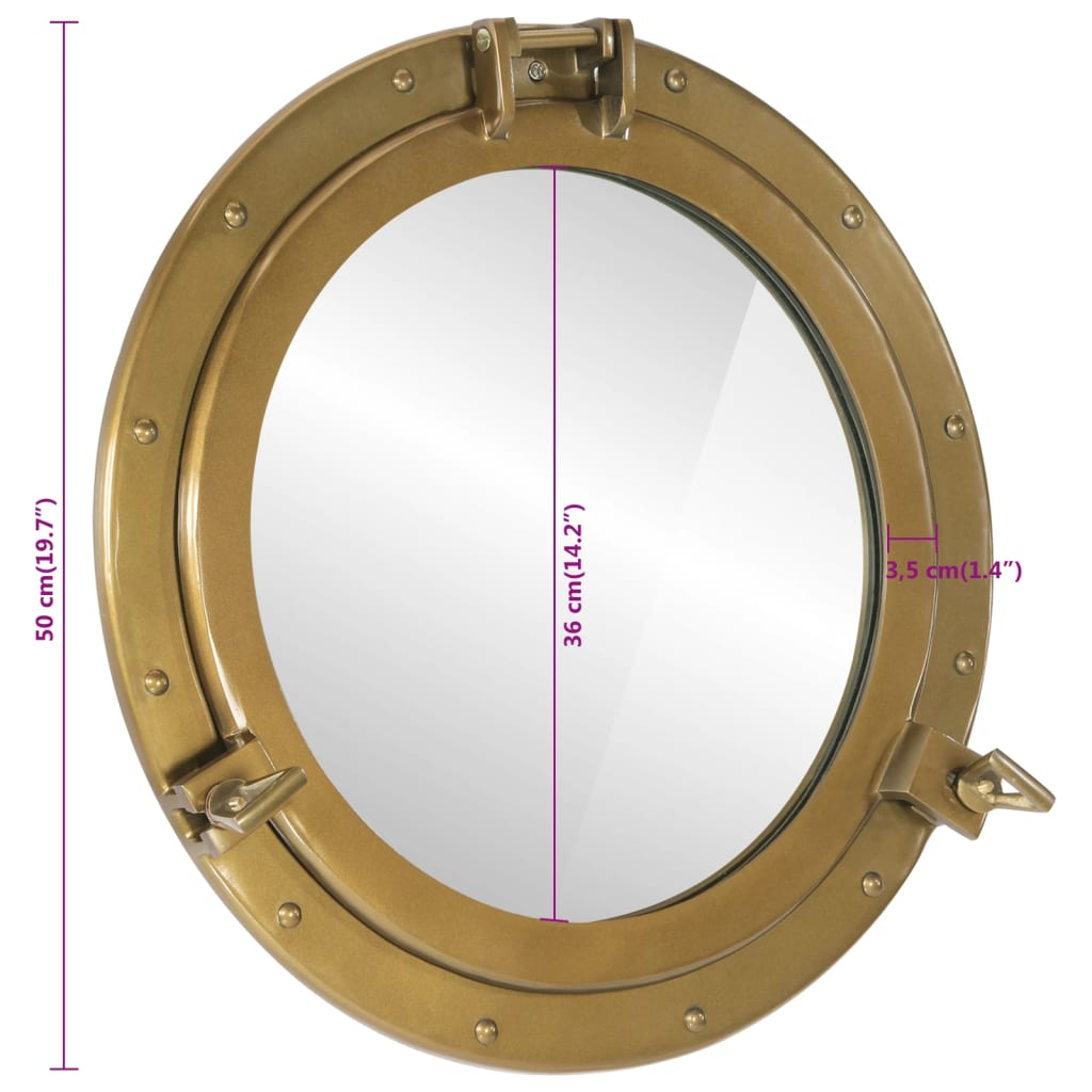vidaXL Specchio da Parete Design Oblò Ø50 cm in Alluminio e Vetro
